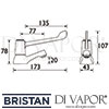 Bristan Lever Basin Taps with 6 Inch Levers Dimensions